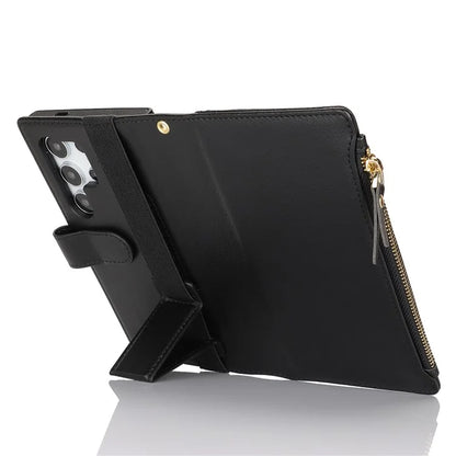 XL-001 For Samsung Galaxy S24 Ultra Case Zipper Pocket Wristband Stand Leather Phone Cover