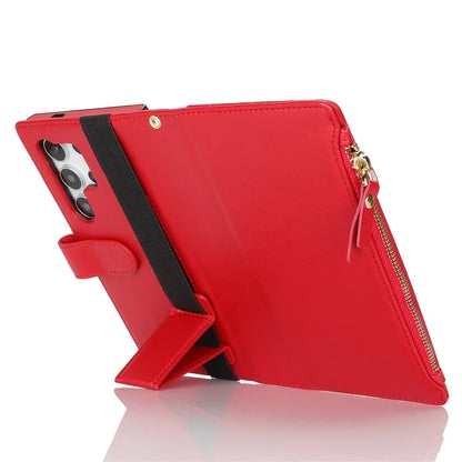 XL-001 For Samsung Galaxy S24 Ultra Case Zipper Pocket Wristband Stand Leather Phone Cover