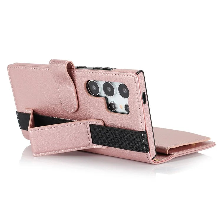 XL-001 For Samsung Galaxy S24 Ultra Case Zipper Pocket Wristband Stand Leather Phone Cover