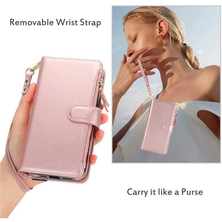 XL-001 For Samsung Galaxy S24 Ultra Case Zipper Pocket Wristband Stand Leather Phone Cover