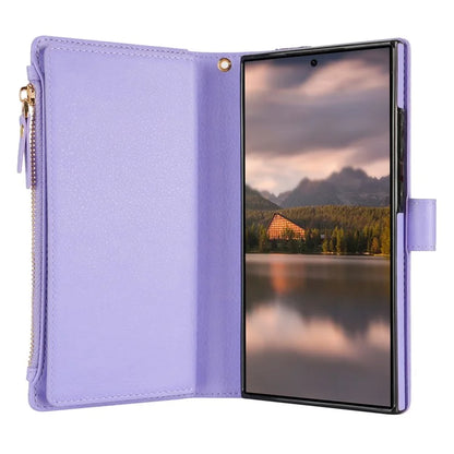 XL-001 For Samsung Galaxy S24 Ultra Case Zipper Pocket Wristband Stand Leather Phone Cover