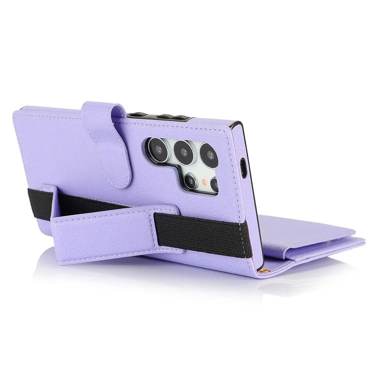 XL-001 For Samsung Galaxy S24 Ultra Case Zipper Pocket Wristband Stand Leather Phone Cover