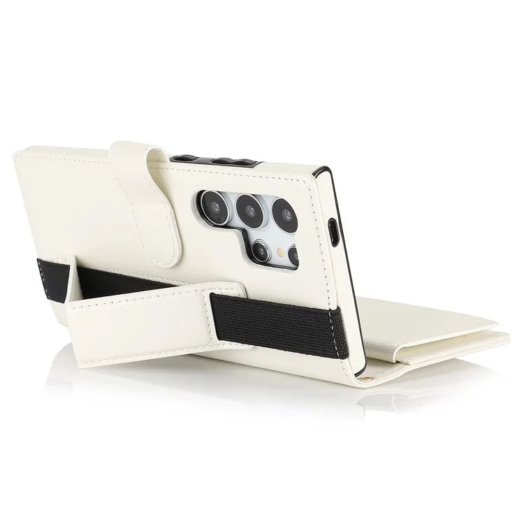XL-001 For Samsung Galaxy S24 Ultra Case Zipper Pocket Wristband Stand Leather Phone Cover