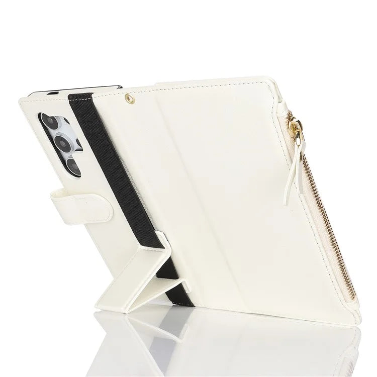 XL-001 For Samsung Galaxy S24 Ultra Case Zipper Pocket Wristband Stand Leather Phone Cover