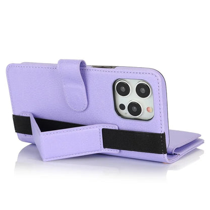 XL-001 For iPhone 16 Pro Max Case Zipper Pocket Wristband Stand Leather Phone Cover