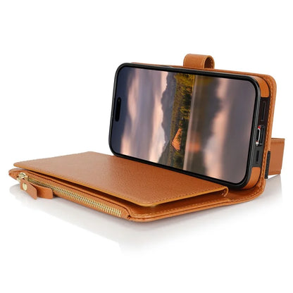 XL-001 For iPhone 16 Pro Max Case Zipper Pocket Wristband Stand Leather Phone Cover