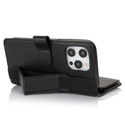 XL-001 For iPhone 16 Pro Max Case Zipper Pocket Wristband Stand Leather Phone Cover