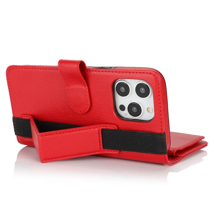 XL-001 For iPhone 16 Pro Max Case Zipper Pocket Wristband Stand Leather Phone Cover