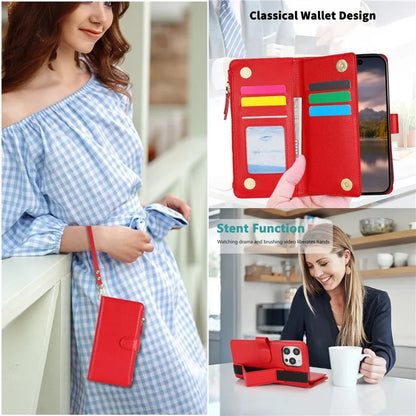 XL-001 For iPhone 16 Pro Max Case Zipper Pocket Wristband Stand Leather Phone Cover