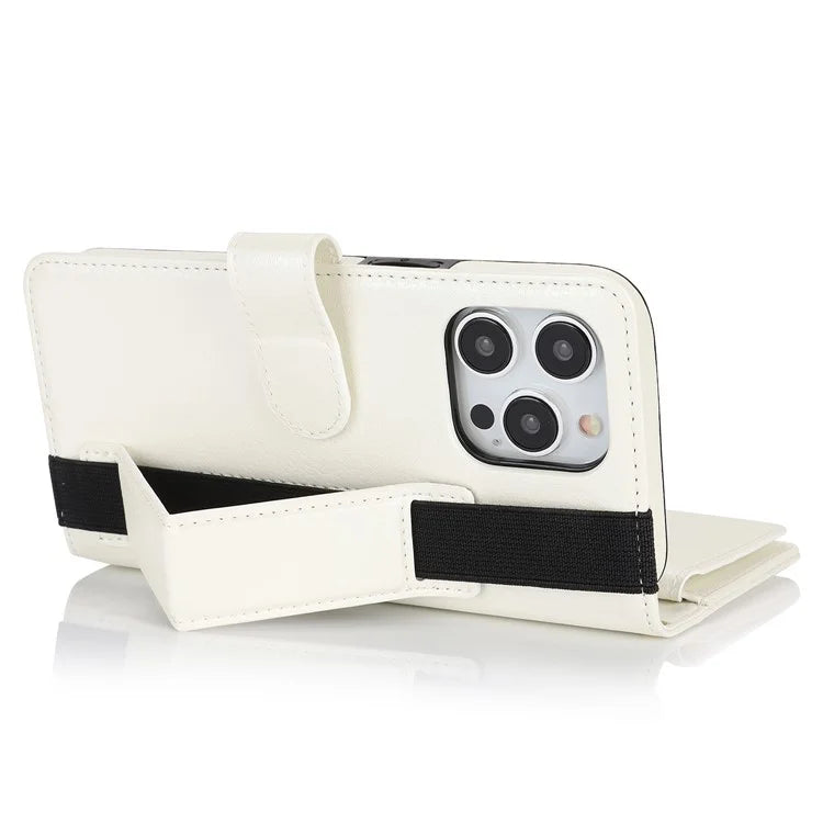 XL-001 For iPhone 16 Pro Max Case Zipper Pocket Wristband Stand Leather Phone Cover