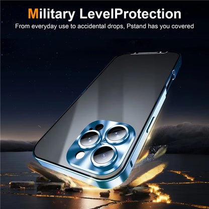 For iPhone 16 Pro Case Aluminium Alloy Frame Matte PC Back Phone Cover with Lens Protector