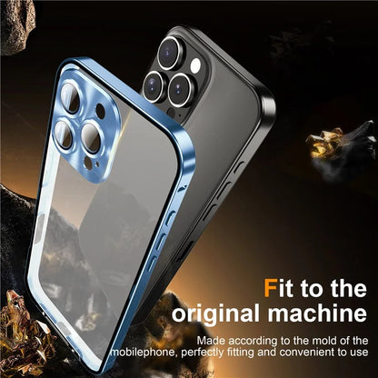 For iPhone 16 Pro Case Aluminium Alloy Frame Matte PC Back Phone Cover with Lens Protector