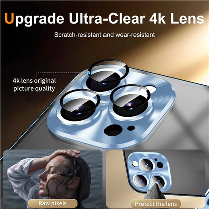 For iPhone 16 Pro Case Aluminium Alloy Frame Matte PC Back Phone Cover with Lens Protector