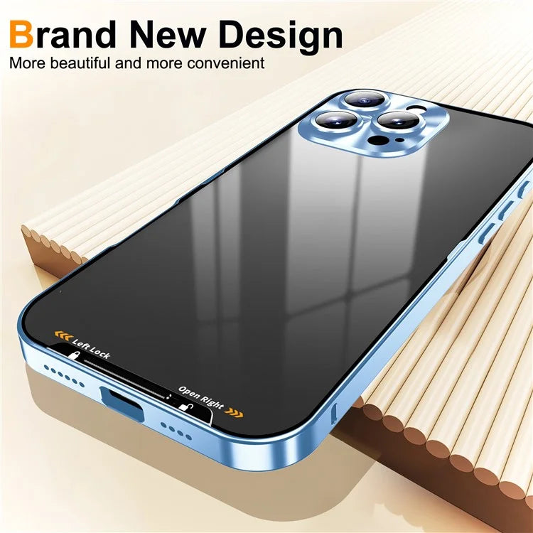 For iPhone 16 Pro Case Aluminium Alloy Frame Matte PC Back Phone Cover with Lens Protector