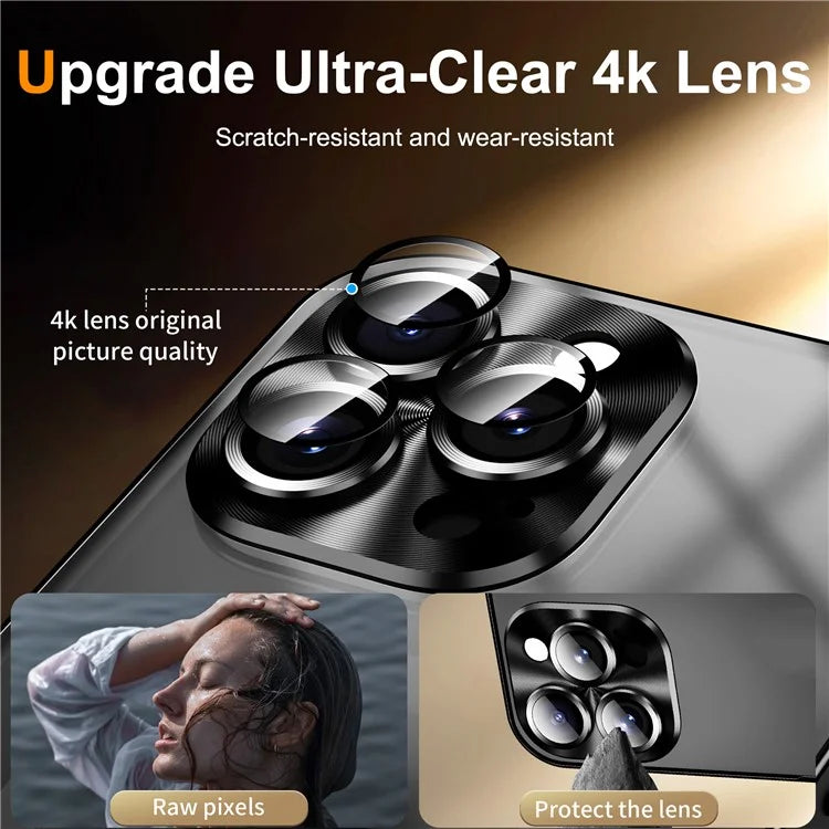For iPhone 16 Pro Case Aluminium Alloy Frame Matte PC Back Phone Cover with Lens Protector