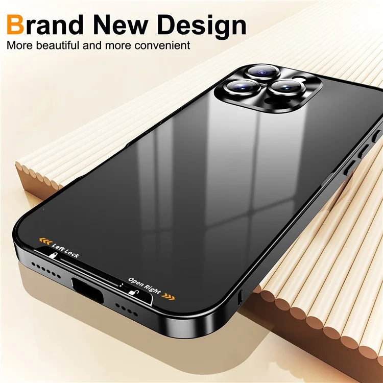 For iPhone 16 Pro Case Aluminium Alloy Frame Matte PC Back Phone Cover with Lens Protector