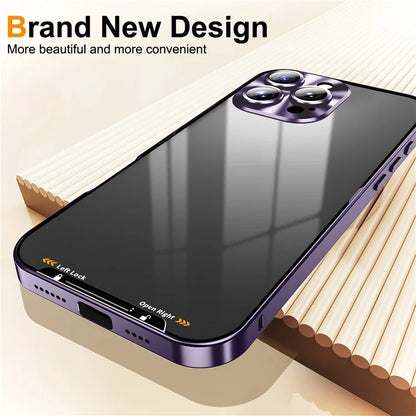 For iPhone 16 Pro Case Aluminium Alloy Frame Matte PC Back Phone Cover with Lens Protector
