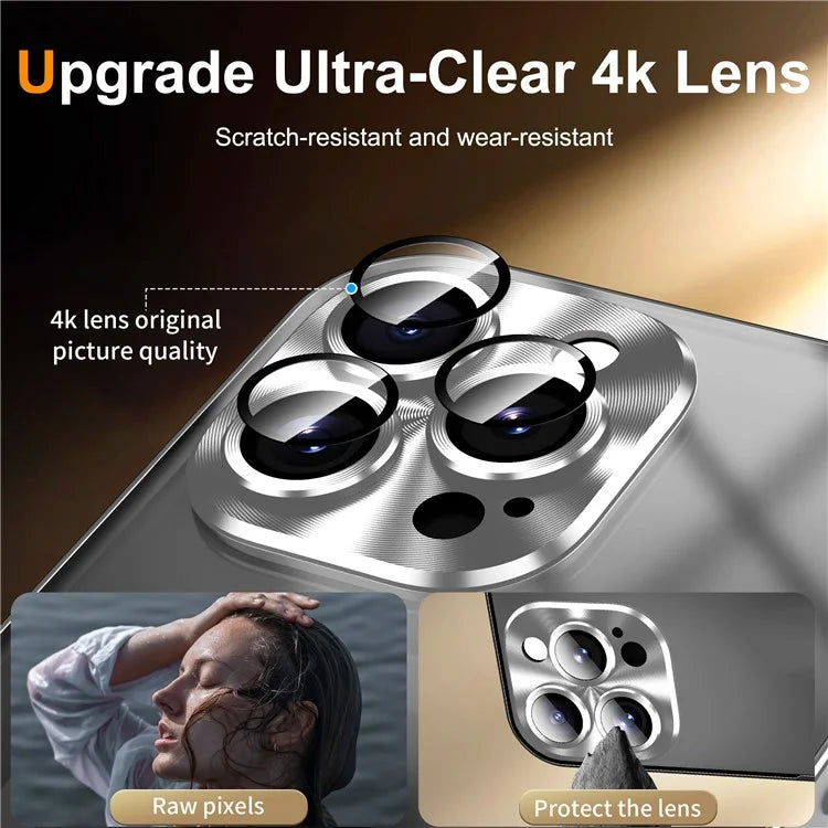 For iPhone 16 Pro Case Aluminium Alloy Frame Matte PC Back Phone Cover with Lens Protector