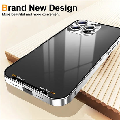 For iPhone 16 Pro Case Aluminium Alloy Frame Matte PC Back Phone Cover with Lens Protector
