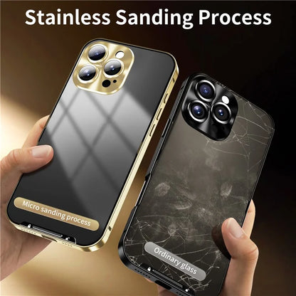 For iPhone 16 Pro Case Aluminium Alloy Frame Matte PC Back Phone Cover with Lens Protector