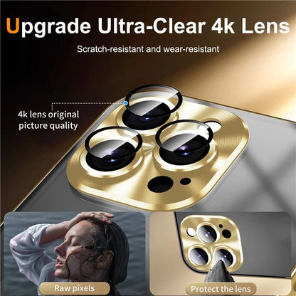 For iPhone 16 Pro Case Aluminium Alloy Frame Matte PC Back Phone Cover with Lens Protector