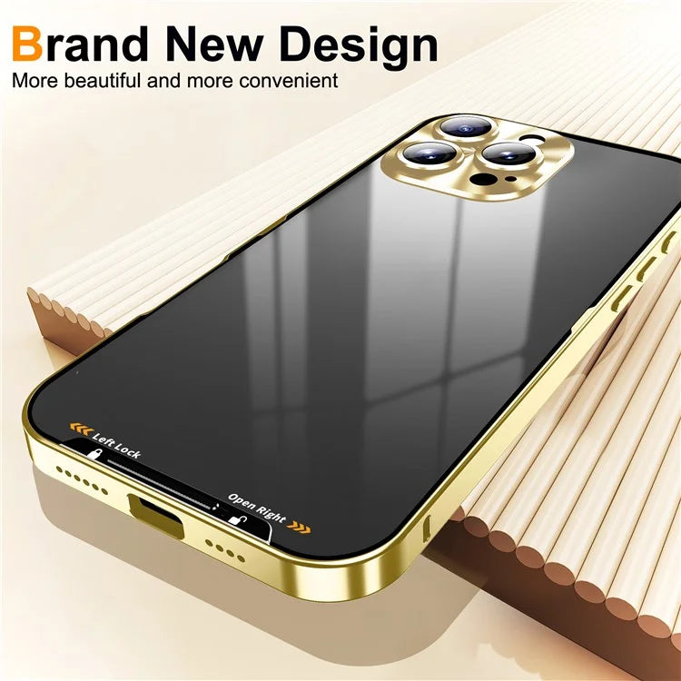 For iPhone 16 Pro Case Aluminium Alloy Frame Matte PC Back Phone Cover with Lens Protector