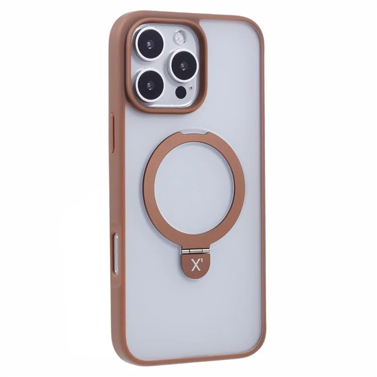 X-LEVEL PITHY STONE II For iPhone 16 Pro Max Magnetic Case PC+TPU Back Cover Kickstand