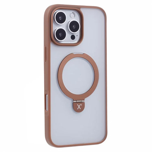 X-LEVEL PITHY STONE II For iPhone 16 Pro Max Magnetic Case PC+TPU Back Cover Kickstand