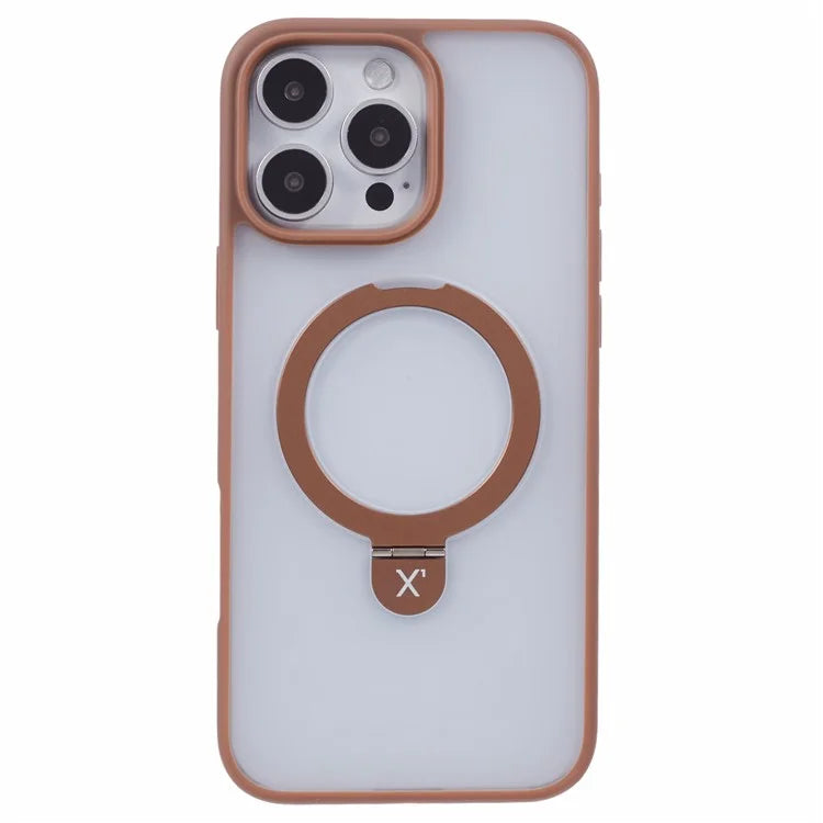 X-LEVEL PITHY STONE II For iPhone 16 Pro Max Magnetic Case PC+TPU Back Cover Kickstand