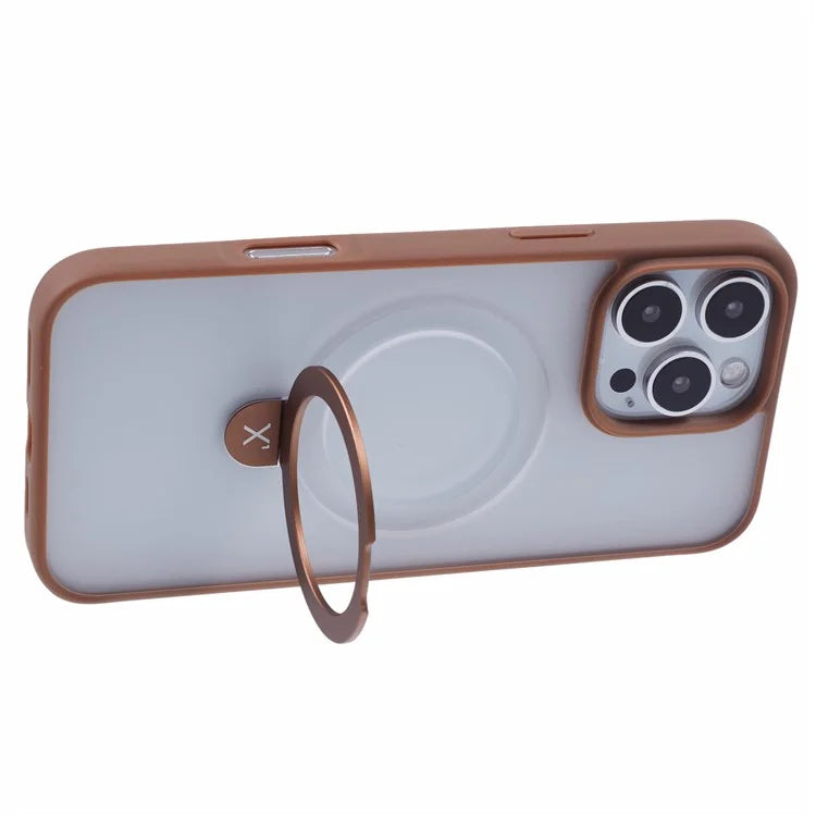 X-LEVEL PITHY STONE II For iPhone 16 Pro Max Magnetic Case PC+TPU Back Cover Kickstand