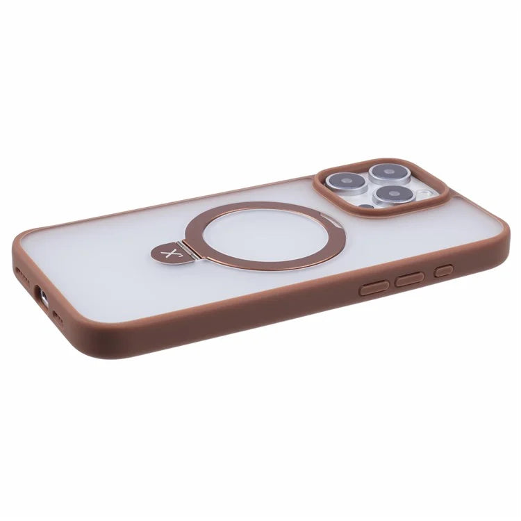 X-LEVEL PITHY STONE II For iPhone 16 Pro Max Magnetic Case PC+TPU Back Cover Kickstand
