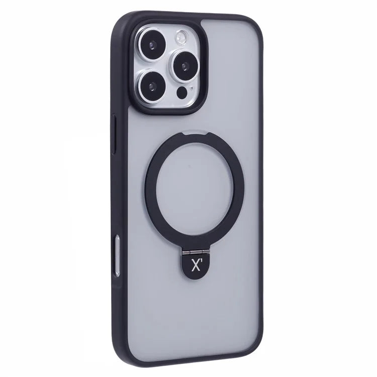 X-LEVEL PITHY STONE II For iPhone 16 Pro Max Magnetic Case PC+TPU Back Cover Kickstand