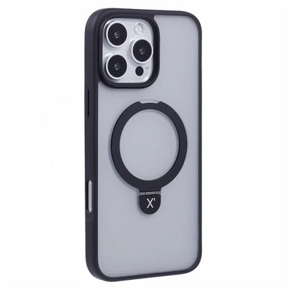 X-LEVEL PITHY STONE II For iPhone 16 Pro Max Magnetic Case PC+TPU Back Cover Kickstand