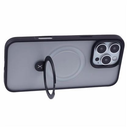 X-LEVEL PITHY STONE II For iPhone 16 Pro Max Magnetic Case PC+TPU Back Cover Kickstand