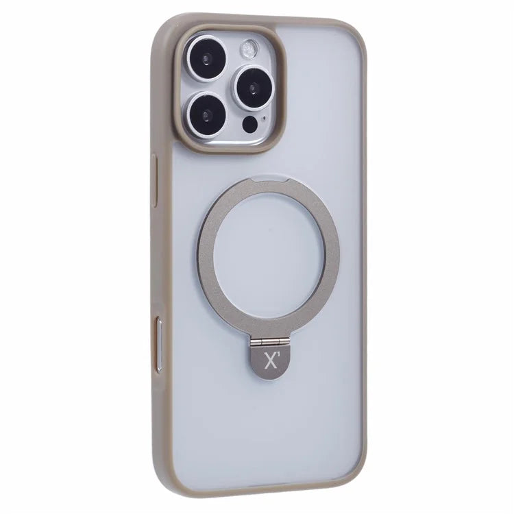 X-LEVEL PITHY STONE II For iPhone 16 Pro Max Magnetic Case PC+TPU Back Cover Kickstand