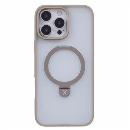 X-LEVEL PITHY STONE II For iPhone 16 Pro Max Magnetic Case PC+TPU Back Cover Kickstand