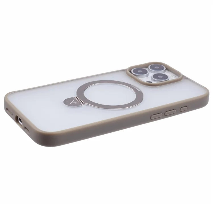X-LEVEL PITHY STONE II For iPhone 16 Pro Max Magnetic Case PC+TPU Back Cover Kickstand