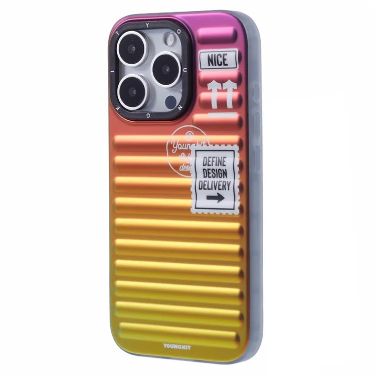 YOUNGKIT For iPhone 16 Pro Max Case Suitcase Style TPU + Aluminium Alloy Laser Gradient Phone Cover