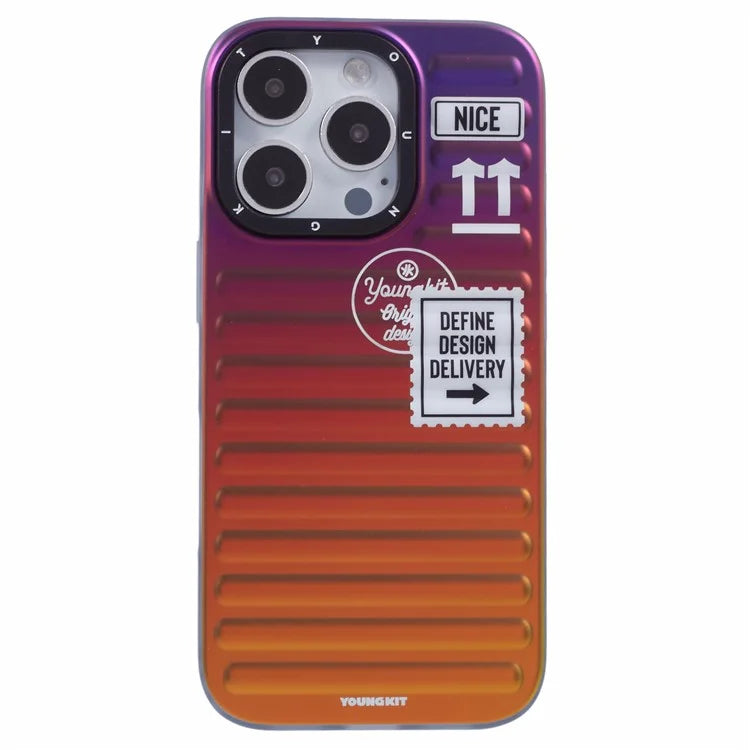 YOUNGKIT For iPhone 16 Pro Max Case Suitcase Style TPU + Aluminium Alloy Laser Gradient Phone Cover