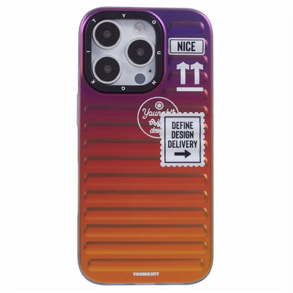 YOUNGKIT For iPhone 16 Pro Max Case Suitcase Style TPU + Aluminium Alloy Laser Gradient Phone Cover