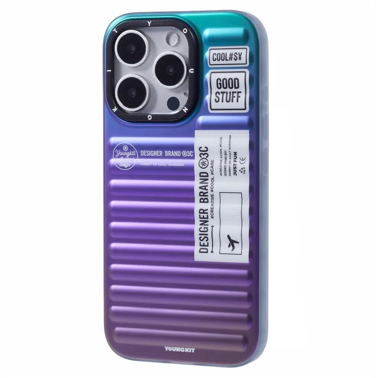 YOUNGKIT For iPhone 16 Pro Max Case Suitcase Style TPU + Aluminium Alloy Laser Gradient Phone Cover