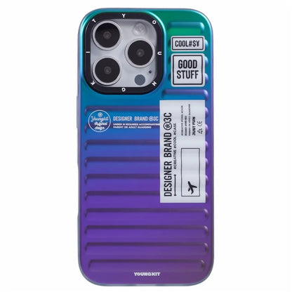 YOUNGKIT For iPhone 16 Pro Max Case Suitcase Style TPU + Aluminium Alloy Laser Gradient Phone Cover