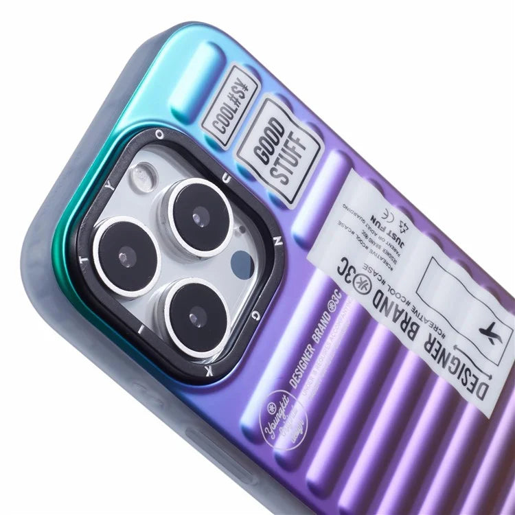 YOUNGKIT For iPhone 16 Pro Max Case Suitcase Style TPU + Aluminium Alloy Laser Gradient Phone Cover