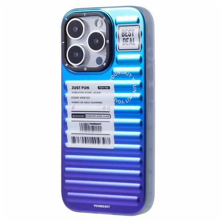 YOUNGKIT For iPhone 16 Pro Max Case Suitcase Style TPU + Aluminium Alloy Laser Gradient Phone Cover