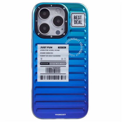 YOUNGKIT For iPhone 16 Pro Max Case Suitcase Style TPU + Aluminium Alloy Laser Gradient Phone Cover