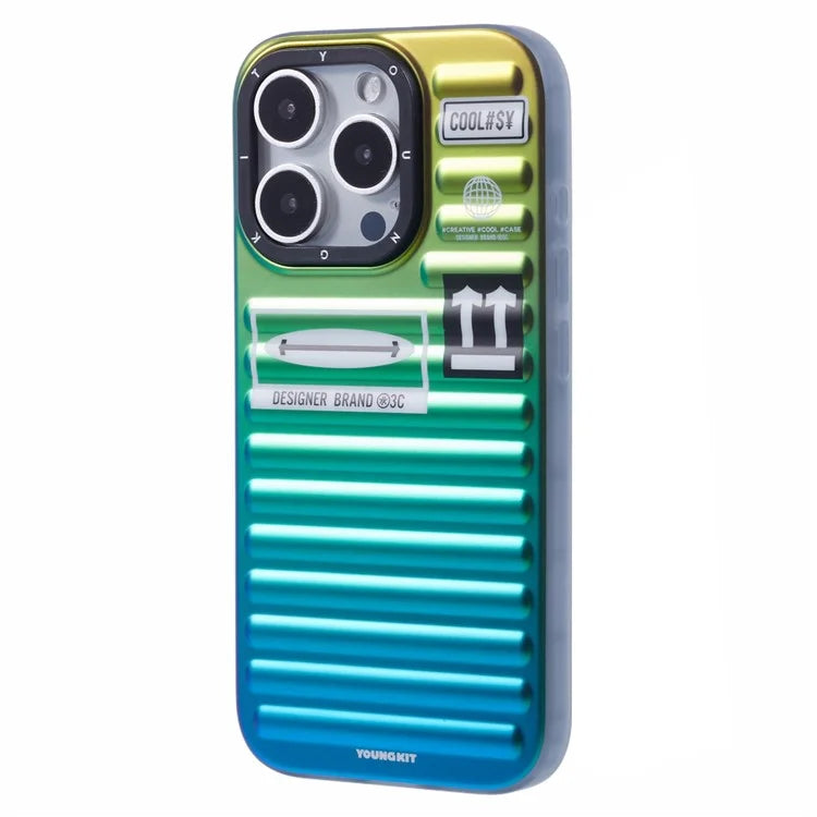 YOUNGKIT For iPhone 16 Pro Max Case Suitcase Style TPU + Aluminium Alloy Laser Gradient Phone Cover