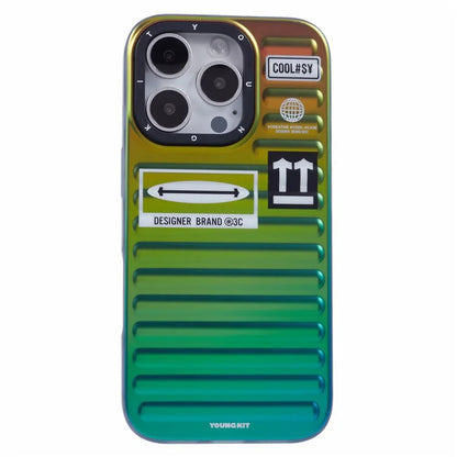 YOUNGKIT For iPhone 16 Pro Max Case Suitcase Style TPU + Aluminium Alloy Laser Gradient Phone Cover