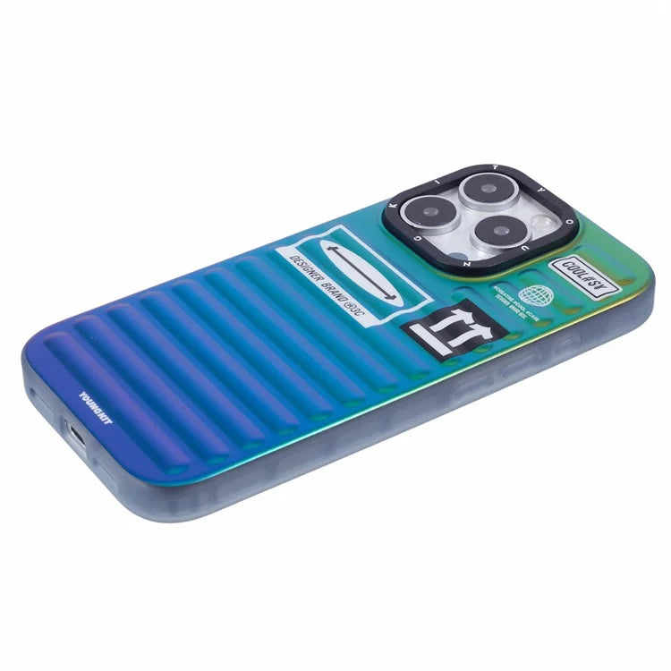 YOUNGKIT For iPhone 16 Pro Max Case Suitcase Style TPU + Aluminium Alloy Laser Gradient Phone Cover