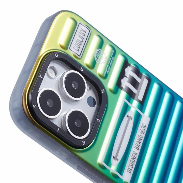 YOUNGKIT For iPhone 16 Pro Max Case Suitcase Style TPU + Aluminium Alloy Laser Gradient Phone Cover