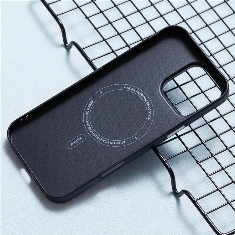 X-LEVEL For iPhone 16 Pro Max Magnetic Case Hard PC Phone Cover Carbon Nano-Fiber Texture